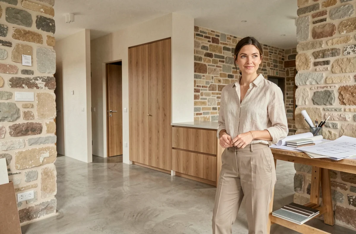 Architecte de l'Atelier d'Architecture Echo dans un espace rénové alliant ancien et contemporain