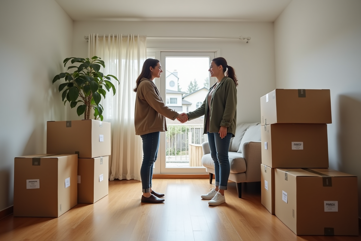 Femme souriante serrant la main d