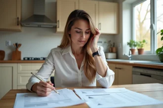 Femme en train de lire des devis de renovation à la maison