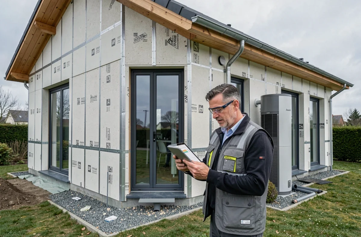 Architecte de Rt2 Habitat inspectant une rénovation énergétique résidentielle dans le Pas-de-Calais