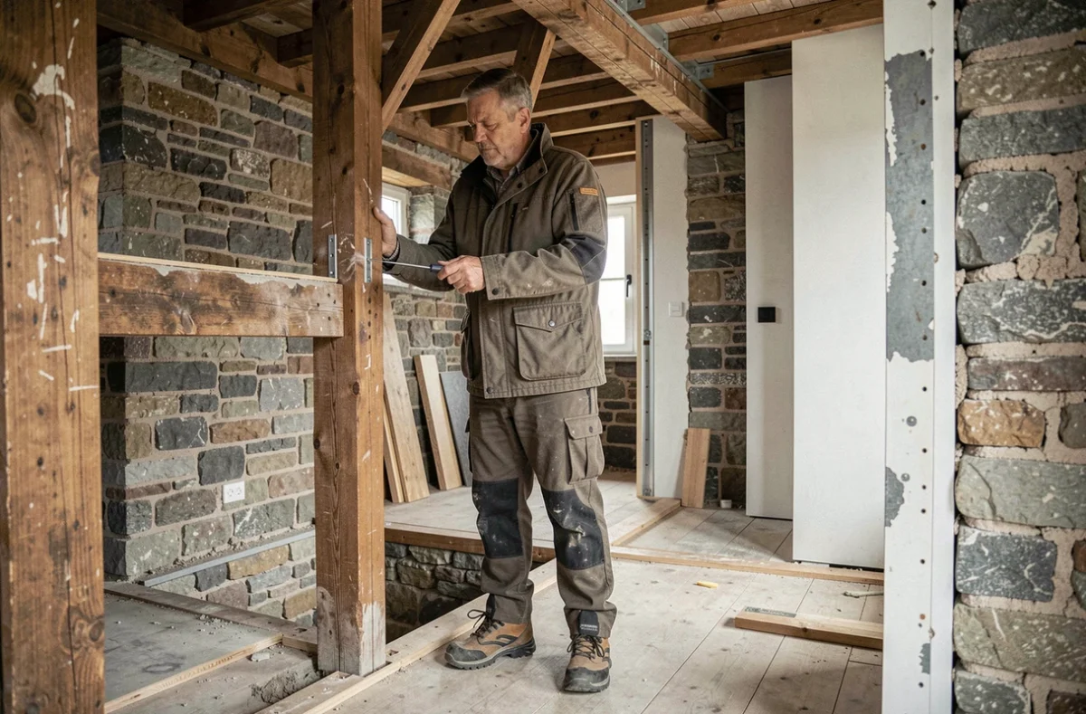 Thierry Guette, architecte indépendant à Calais, inspectant un chantier de rénovation résidentielle